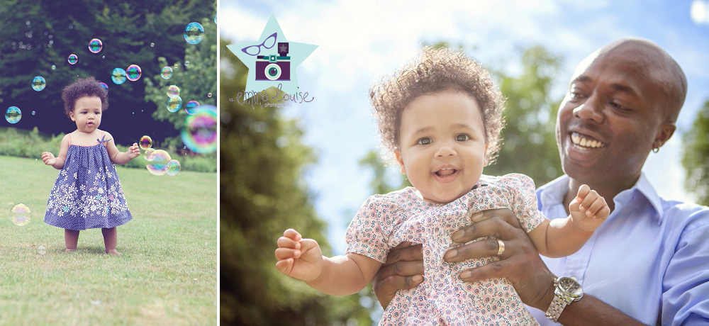 Happy baby poses with Daddy