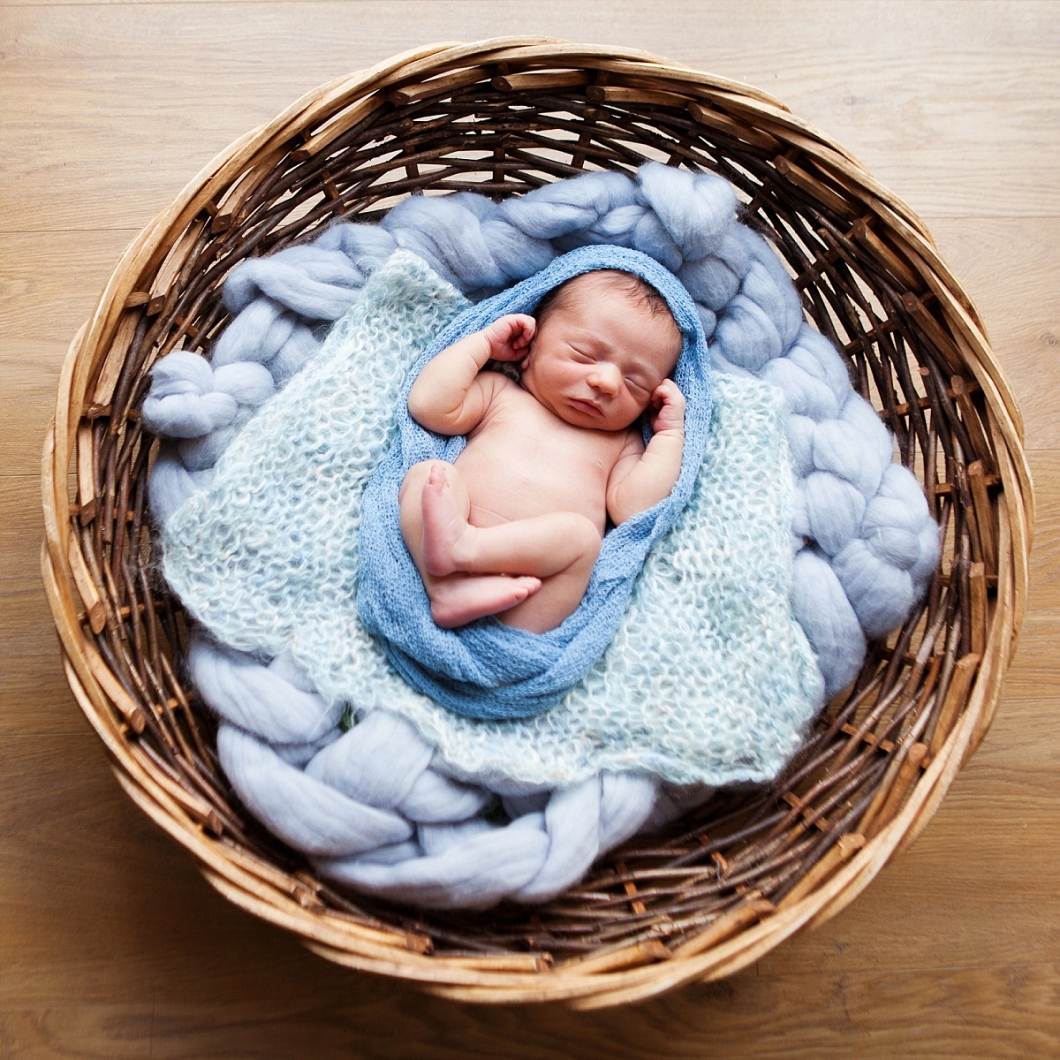 Baby Boy in Basket - Newborn Baby Photography Welling Kent