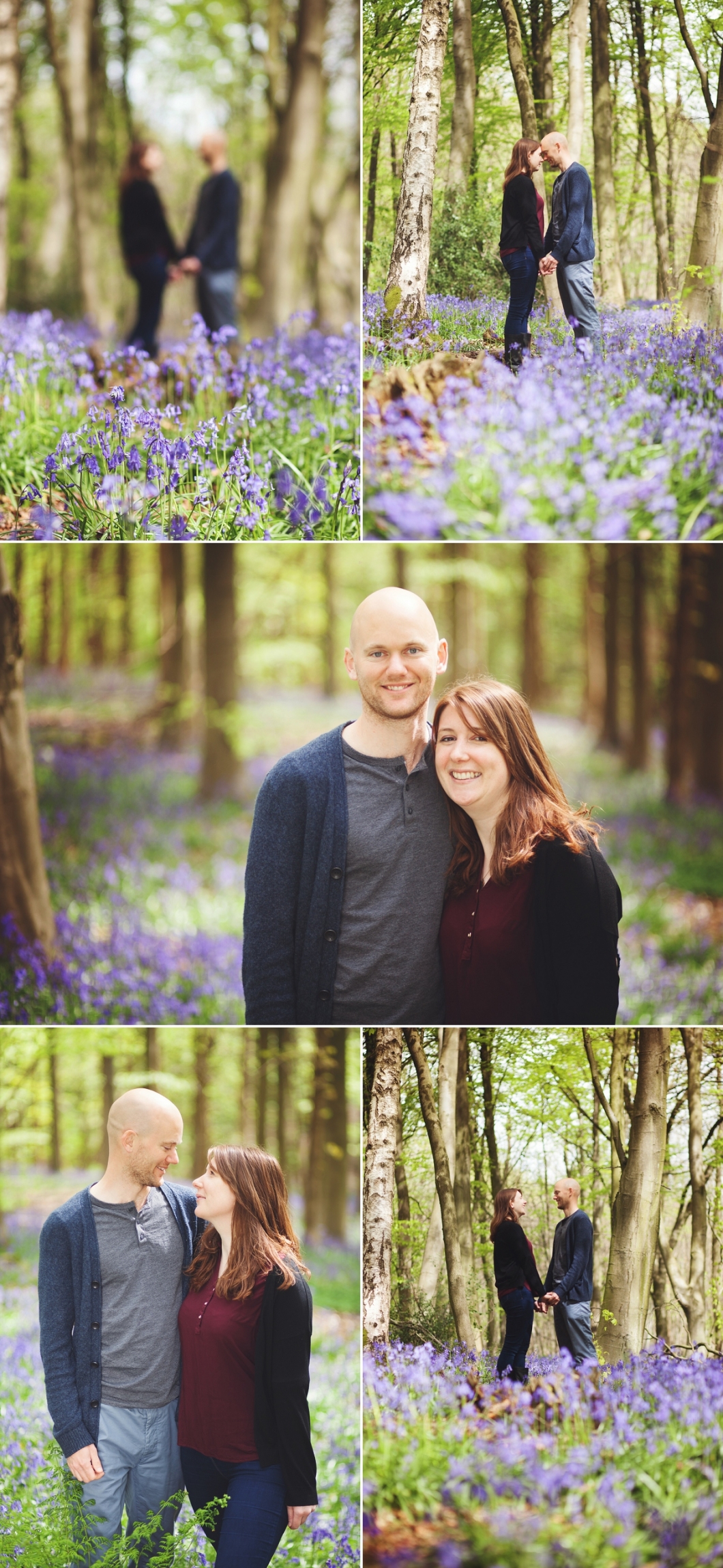 Gorgeous couple in the bluebell woods celebrating their engagement photography